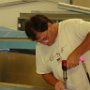 Riveting trailing edge of rudder