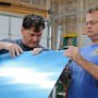 Dimpling forward fusleage top skin with help from one of my brothers