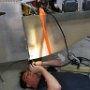 Drilling temporary holes to secure bottom engine cowl