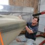 Temporarily fitting top engine cowl to verify fit and mark for cutting and sanding