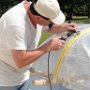 Cutting canopy in half so that there is a windshield and sliding canopy