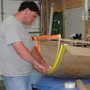 Taping inside of canopy to prepare for sanding to apply sika flex primer
