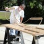 Checking newly painted canopy frame and slider rails