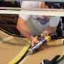 Adding sikaflex adhesive between canopy frame and canopy glass.