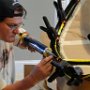 Adding sikaflex adhesive between canopy frame and canopy glass.