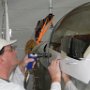 Drilling holes to install canopy skirt with clecoes