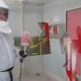 Spraying Pearl Red on Landing Gear Fairings
