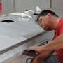 Sanding Left Wing in Preperation for Primer