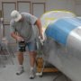 Wiping Down Sides Of Fuselage For Primer Application